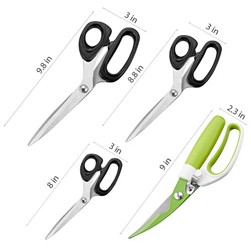 Kitchen Scissors, Multipurpose Scissors Bulk 4-Pack, Ultra Sharp B...