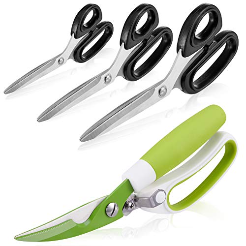 Kitchen Scissors, Multipurpose Scissors Bulk 4-Pack, Ultra Sharp B...