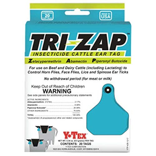 Y-Tex Corp. 1625000 Tri-Zap 20 Count Insecticide Fly Cattle Ear Tags