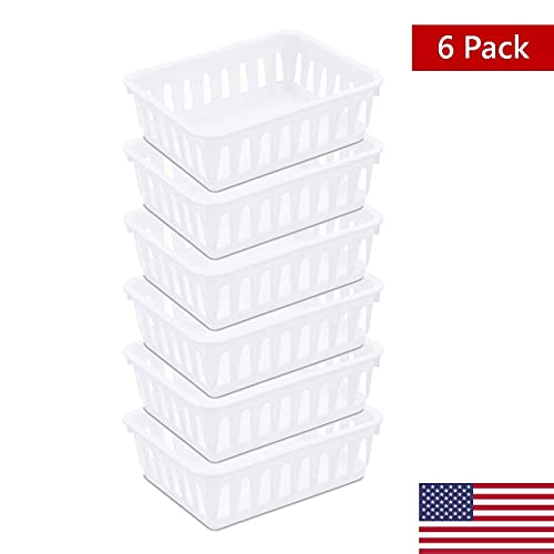 Tribello Mini Plastic Baskets for Organizing, White Drawer/Closet ...