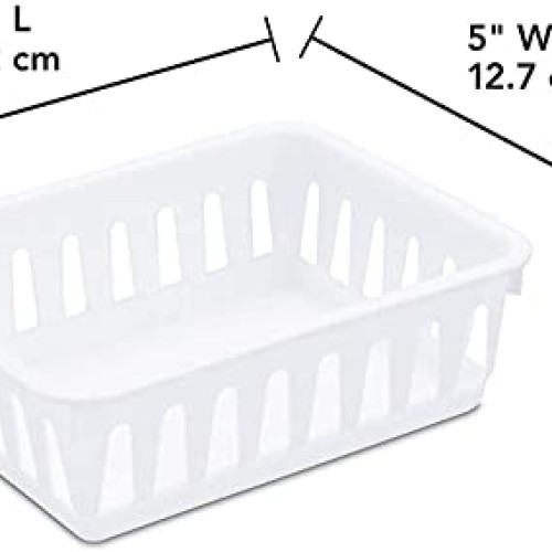 Tribello Mini Plastic Baskets for Organizing, White Drawer/Closet ...