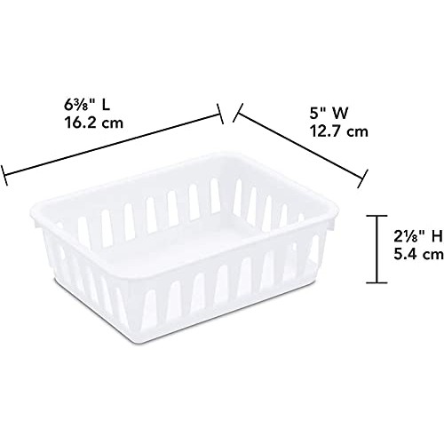 Tribello Mini Plastic Baskets for Organizing, White Drawer/Closet ...