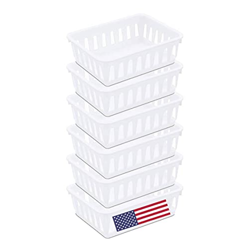 Tribello Mini Plastic Baskets for Organizing, White Drawer/Closet ...