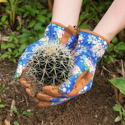 Trifabricy Gardening Gloves for Women, Breathable leather Garden G...