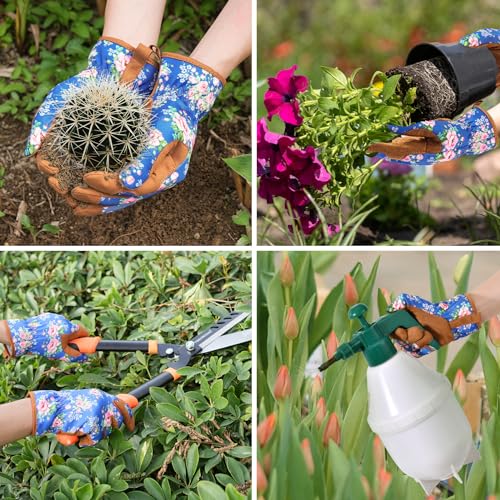 Trifabricy Gardening Gloves for Women, Breathable leather Garden G...
