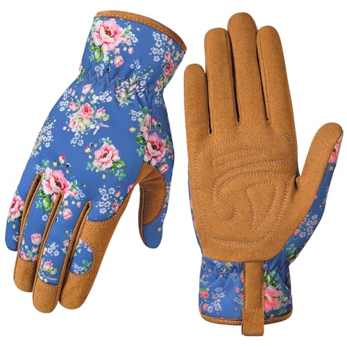 Trifabricy Gardening Gloves for Women, Breathable leather Garden G...