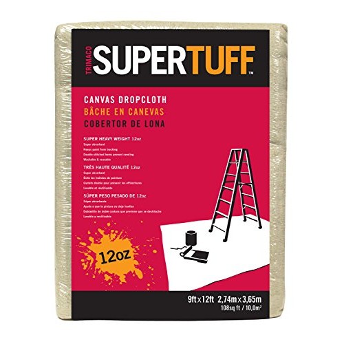 Trimaco SuperTuff 12 oz thick Premium Weight Canvas Drop Cloth, 9-...