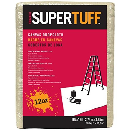 Trimaco SuperTuff 12 oz thick Premium Weight Canvas Drop Cloth, 9-...