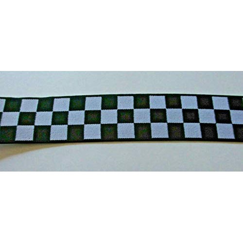 1 1/2 Assorted Pattern Ribbon Lace Trim Wide Black & White Checke...