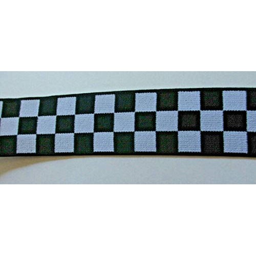 1 1/2 Assorted Pattern Ribbon Lace Trim Wide Black & White Checke...