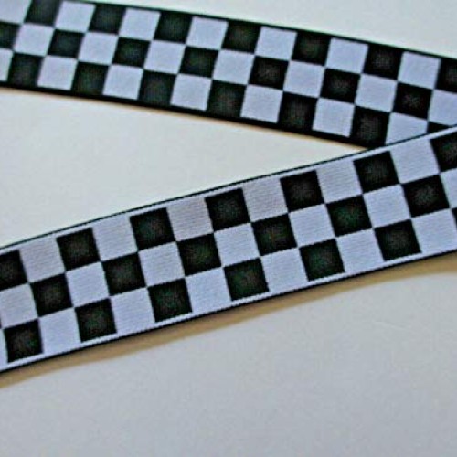 1 1/2 Assorted Pattern Ribbon Lace Trim Wide Black & White Checke...