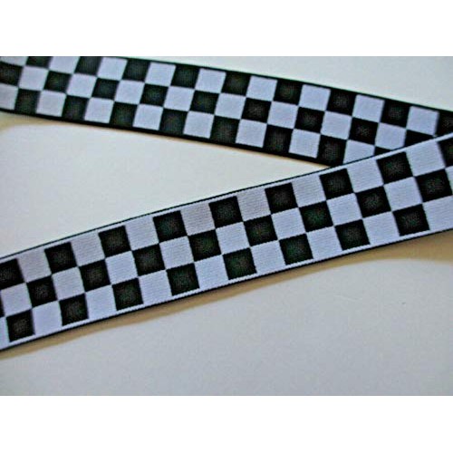 1 1/2 Assorted Pattern Ribbon Lace Trim Wide Black & White Checke...