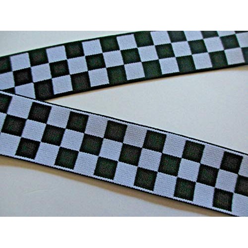 1 1/2 Assorted Pattern Ribbon Lace Trim Wide Black & White Checke...