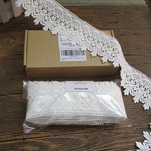 Trimscraft 5 Yards 3 Inches Wide Venise Cotton Lace Trims Eyelet F...