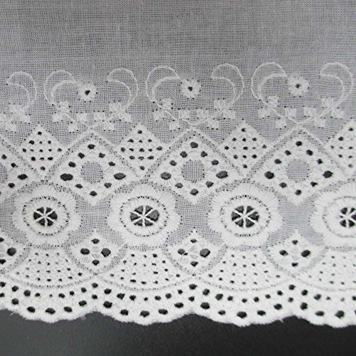 Trimscraft 5 Yards 6 Inches Wide White Cotton Embroidered Lace Fab...