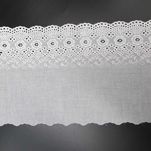 Trimscraft 5 Yards 6 Inches Wide White Cotton Embroidered Lace Fab...