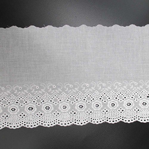 Trimscraft 5 Yards 6 Inches Wide White Cotton Embroidered Lace Fab...