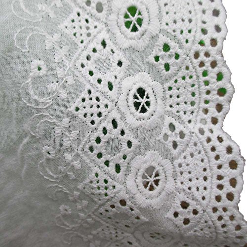 Trimscraft 5 Yards 6 Inches Wide White Cotton Embroidered Lace Fab...
