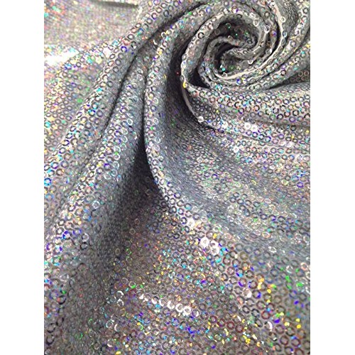 3mm Micro Mini Holographic Sequins on Stretch Polyester Spandex Je...