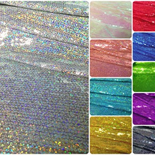 3mm Micro Mini Holographic Sequins on Stretch Polyester Spandex Je...