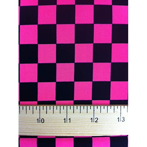 Bright Checker Pattern on Stretch Poly Spandex Fabric White/Black