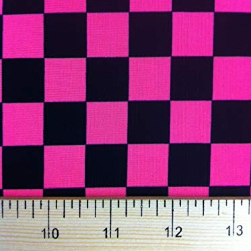 Bright Checker Pattern on Stretch Poly Spandex Fabric White/Black