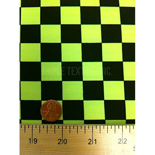 Bright Checker Pattern on Stretch Poly Spandex Fabric White/Black