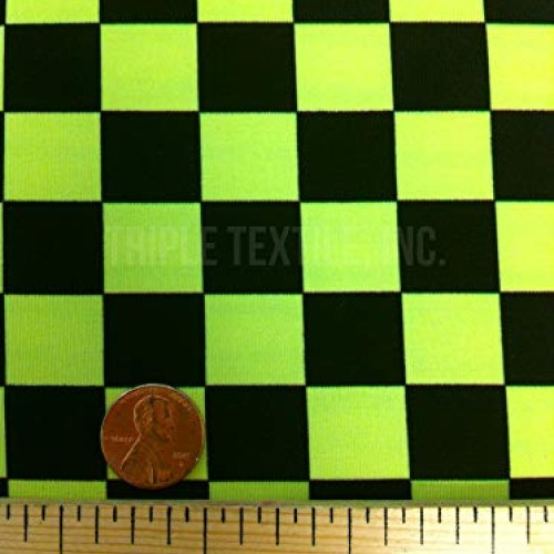 Bright Checker Pattern on Stretch Poly Spandex Fabric White/Black