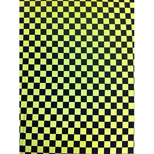 Bright Checker Pattern on Stretch Poly Spandex Fabric White/Black