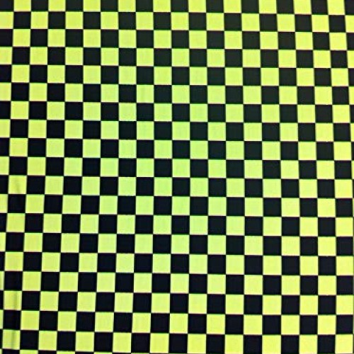 Bright Checker Pattern on Stretch Poly Spandex Fabric White/Black