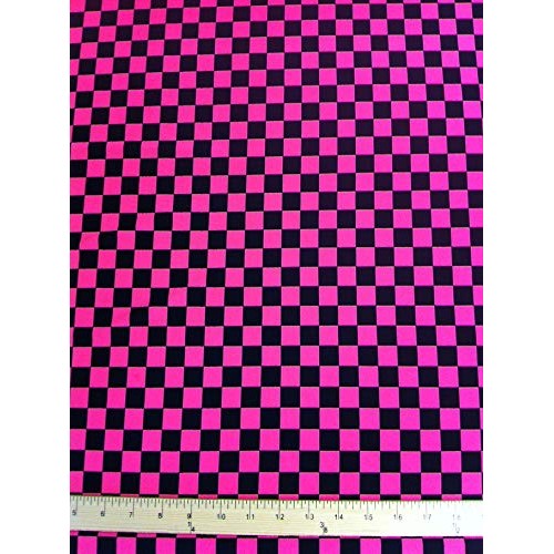 Bright Checker Pattern on Stretch Poly Spandex Fabric White/Black