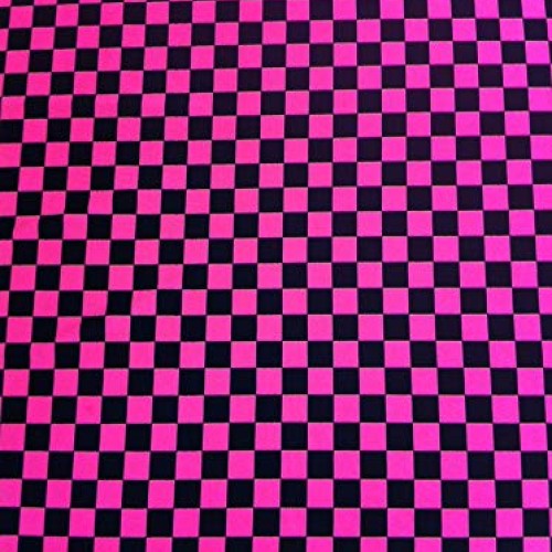 Bright Checker Pattern on Stretch Poly Spandex Fabric White/Black