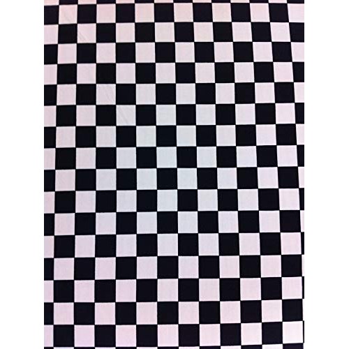 Bright Checker Pattern on Stretch Poly Spandex Fabric White/Black
