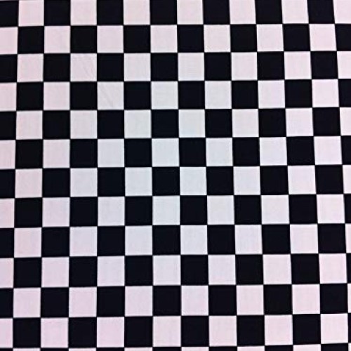 Bright Checker Pattern on Stretch Poly Spandex Fabric White/Black