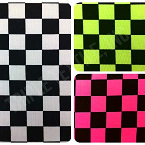 Bright Checker Pattern on Stretch Poly Spandex Fabric White/Black