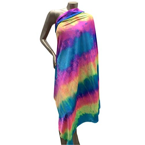 Stripe Tie Dye Multi-Color Pattern on Stretch Nylon Spandex Shiny ...