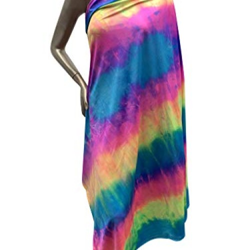 Stripe Tie Dye Multi-Color Pattern on Stretch Nylon Spandex Shiny ...