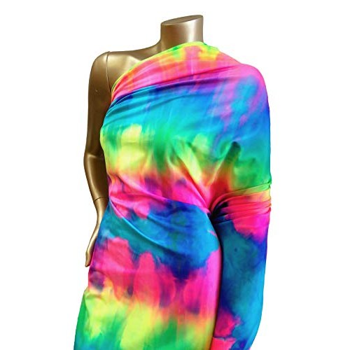 Stripe Tie Dye Multi-Color Pattern on Stretch Nylon Spandex Shiny ...