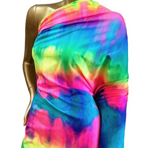 Stripe Tie Dye Multi-Color Pattern on Stretch Nylon Spandex Shiny ...