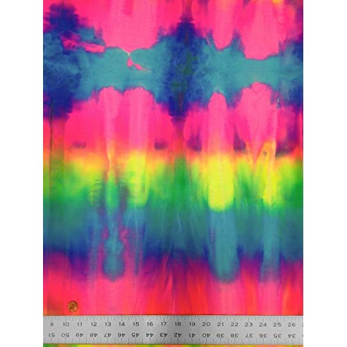 Stripe Tie Dye Multi-Color Pattern on Stretch Nylon Spandex Shiny ...