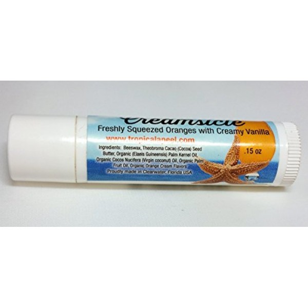 Organic Lip Balm SPF 15+ - Orange Creamsicle 3 PACK with Beeswax, ...