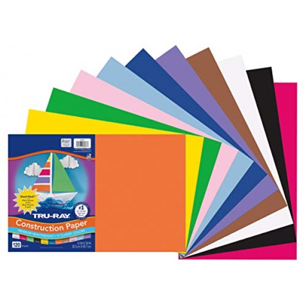 Pacon Tru-Ray Assorted Colors Smart Stack, 12 W x 18 L Pack of ...