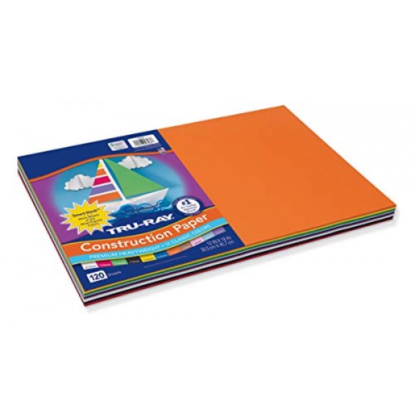 Pacon Tru-Ray Assorted Colors Smart Stack, 12 W x 18 L Pack of ...
