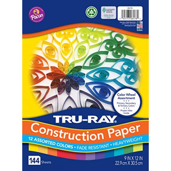 Tru-Ray Heavyweight Construction Paper, Color Wheel Assortment, 9...