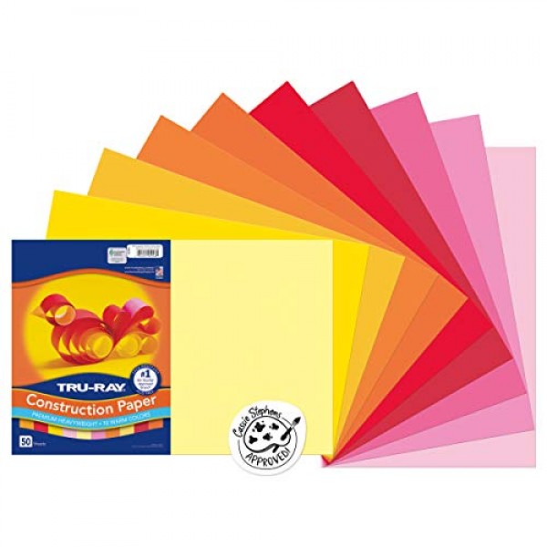 Tru-Ray Heavyweight Construction Paper, Warm Assorted Colors,12 x...