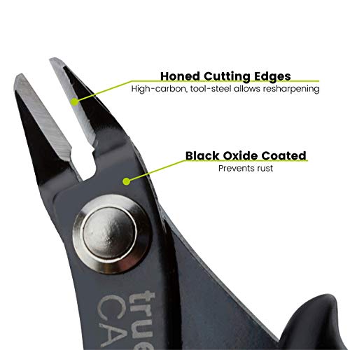 trueCABLE Precision Sharp Flush Cutter, 5” Side Cutting Pliers, Ha...