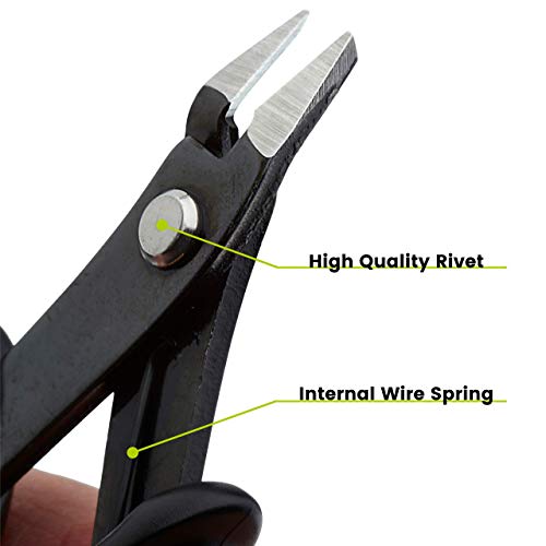 trueCABLE Precision Sharp Flush Cutter, 5” Side Cutting Pliers, Ha...
