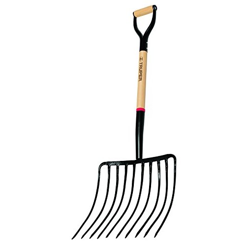 Truper 33570 Tru Pro Ensilage Fork, 10-Tine Forged, Steel D-Handle...