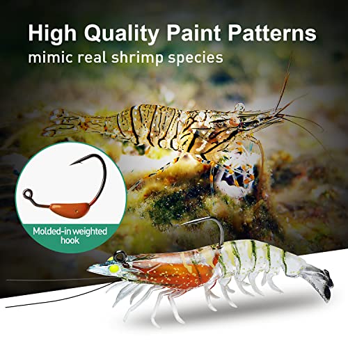 TRUSCEND Fishing Lures for Bass, Pre-Rigged Soft Shrimp Lures for ...