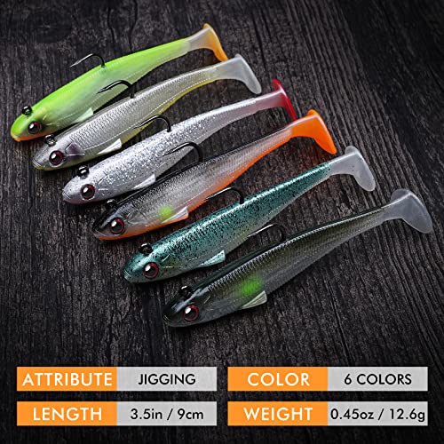 TRUSCEND Fishing Lures for Bass Trout Jighead Lures Paddle Tail Sw...